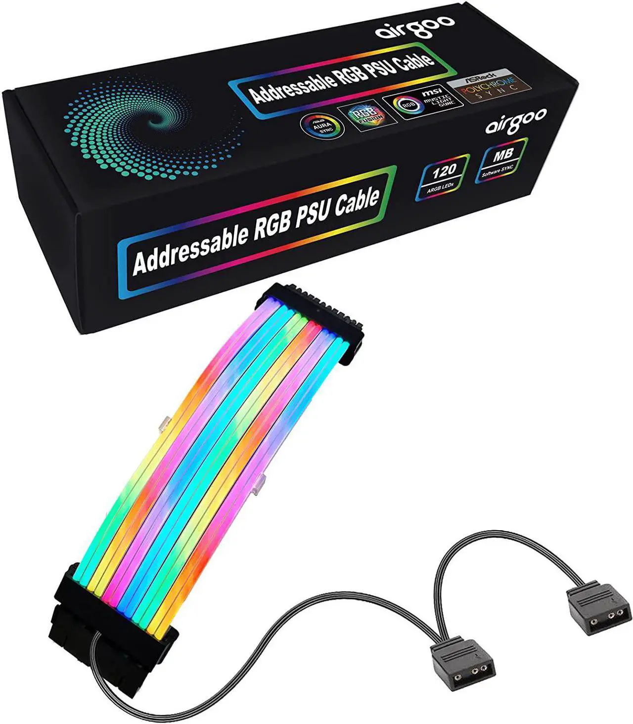 Airgoo Addressable RGB PSU Cable, 24 Pin ATX RGB Cable Extension Kit ...