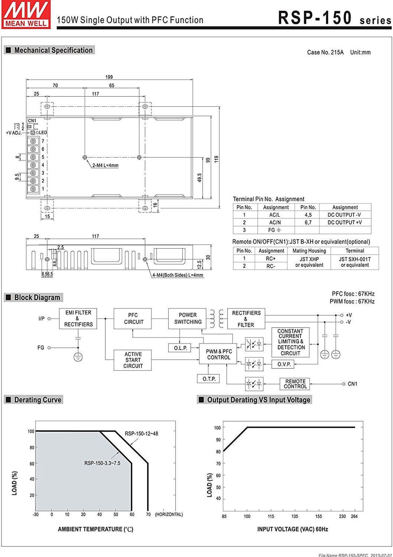 Alt view image 3 of 3 - [PowerNex] Mean Well RSP-150-13.5 13.5V 11.2A 151.2W Single Output with PFC Function Power Supply