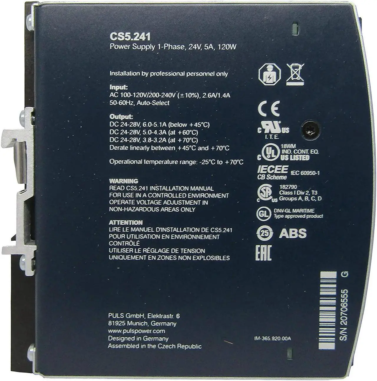 Alt view image 3 of 6 - Dc Power Supply, Metal, 24 to 28Vdc, 120W