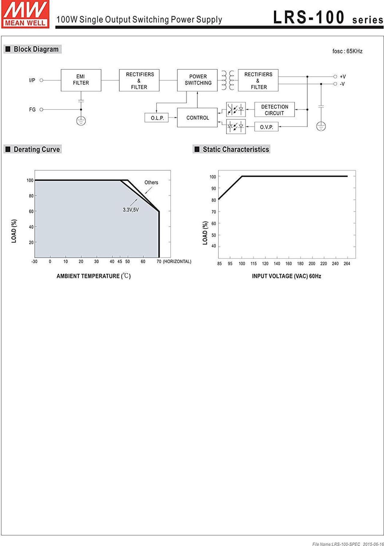 Alt view image 4 of 5 - MW Mean Well LRS-100-5 5V 18A 90W Single Output Switching Power Supply