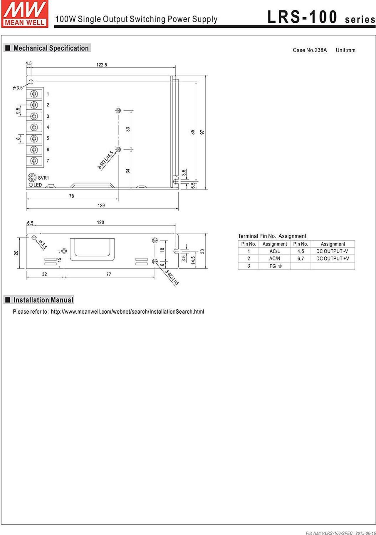 Alt view image 5 of 5 - MW Mean Well LRS-100-5 5V 18A 90W Single Output Switching Power Supply