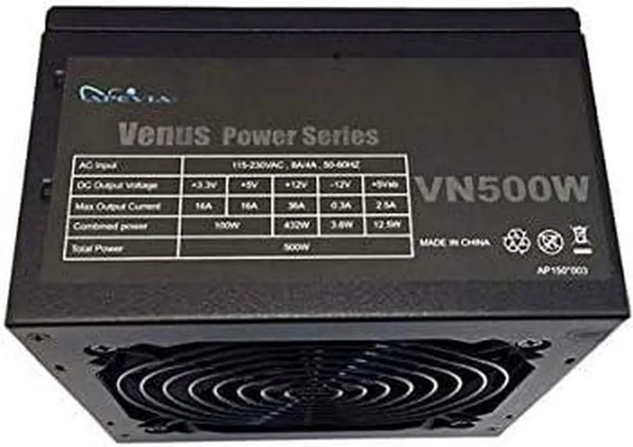 Alt view image 4 of 6 - APEVIA VN500W Venus ATX Power Supply with Auto-Thermally Controlled 120mm Fan, 115/230V Switch, All Protections