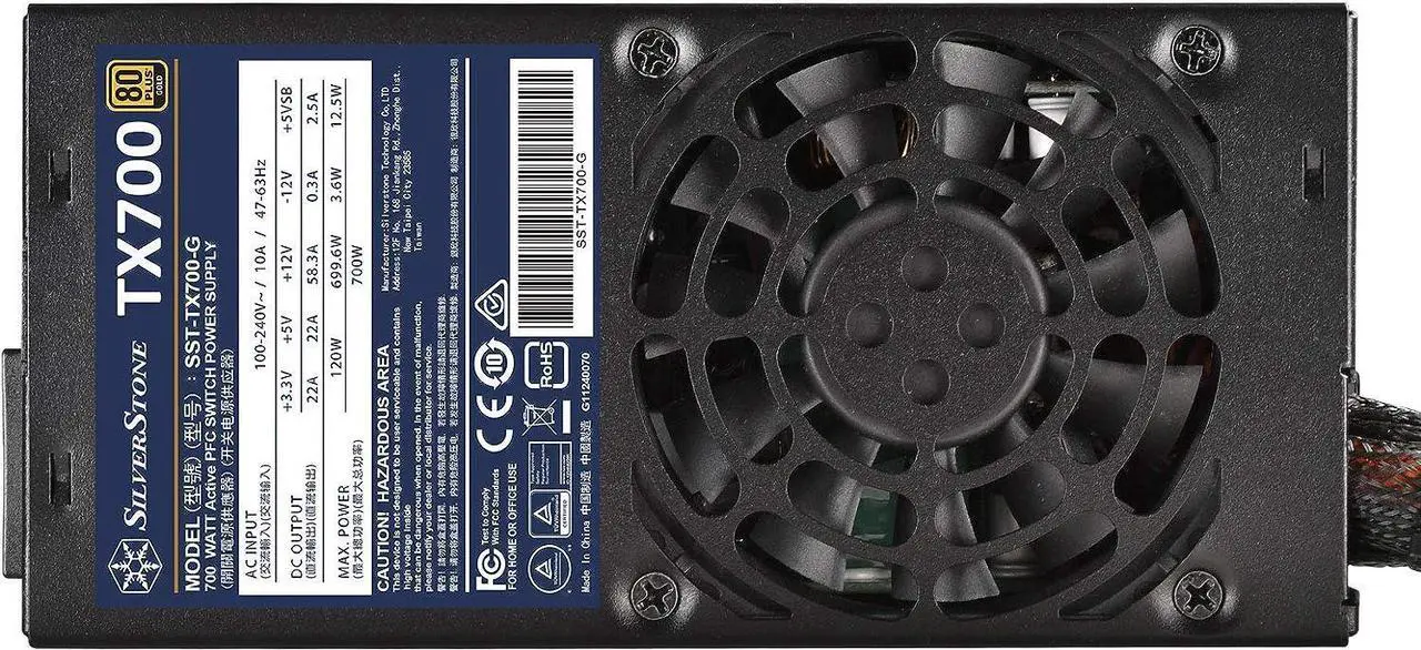 Alt view image 3 of 6 - SilverStone Technology 700W Fixed Cable TFX Power Supply 80 Plus Gold TX700-G (SST-TX700-G)