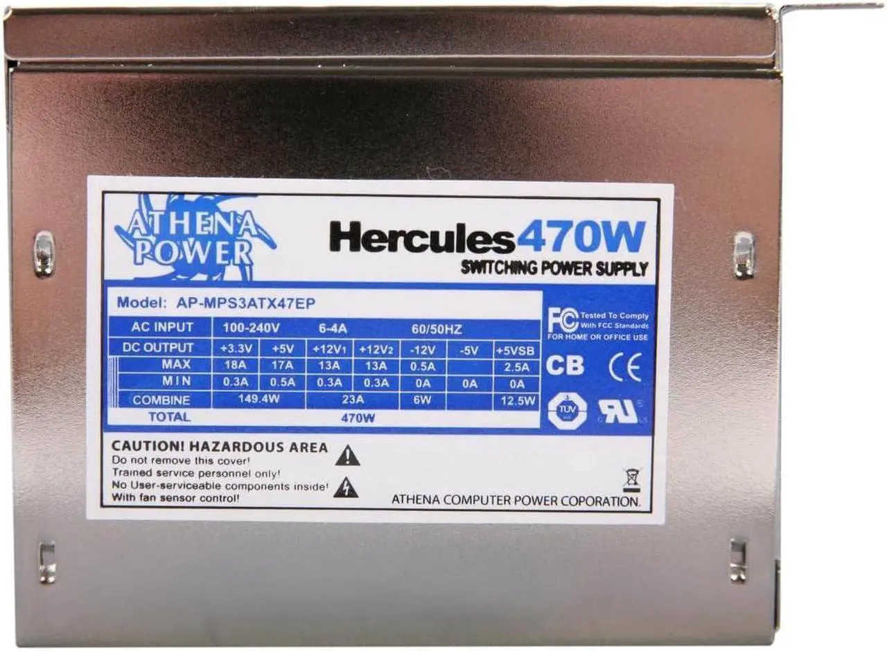 Alt view image 3 of 5 - Athena Power AP-MPS3ATX47EP Hercules 470W Micro PS3 20+4Pin EPS-12V Power Supply