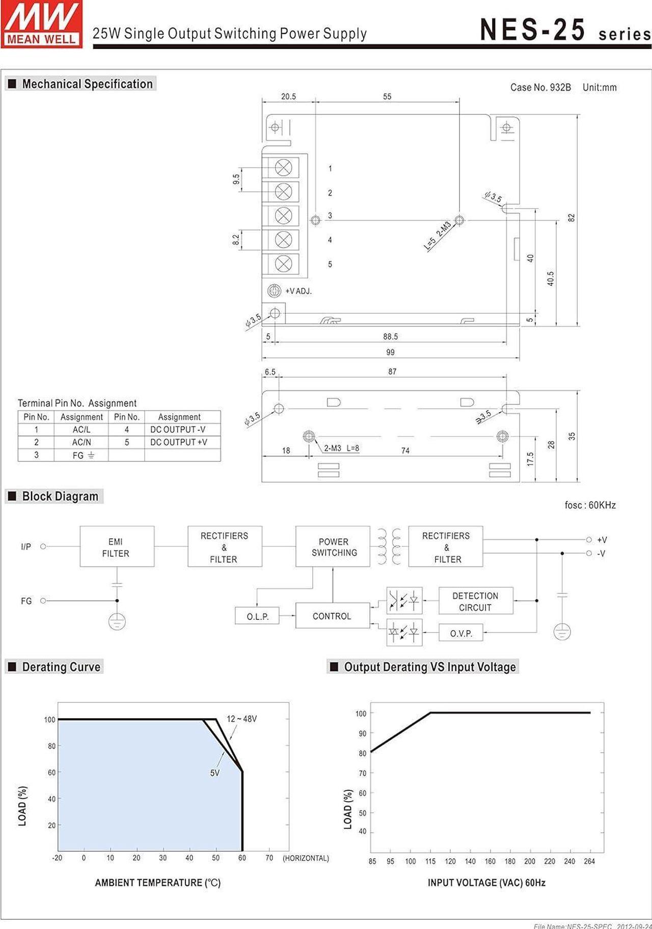 Alt view image 3 of 3 - MW Mean Well NES-25-48 48V 0.57A 27W Single Output Switching Power Supply