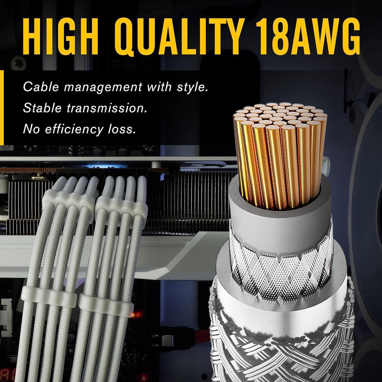 Alt view image 2 of 7 - EZDIY-FAB Premium White Sleeved PSU Replacement Cables Kit for Corsair RM Black Label RMi/RMX