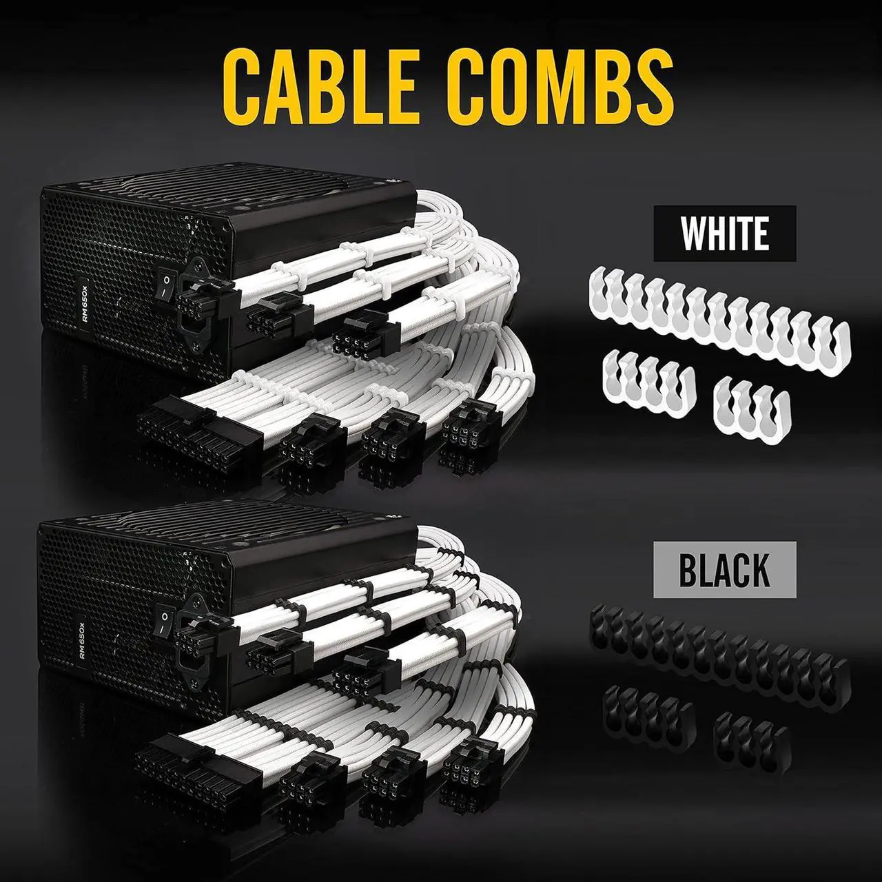 Alt view image 4 of 7 - EZDIY-FAB Premium White Sleeved PSU Replacement Cables Kit for Corsair RM Black Label RMi/RMX
