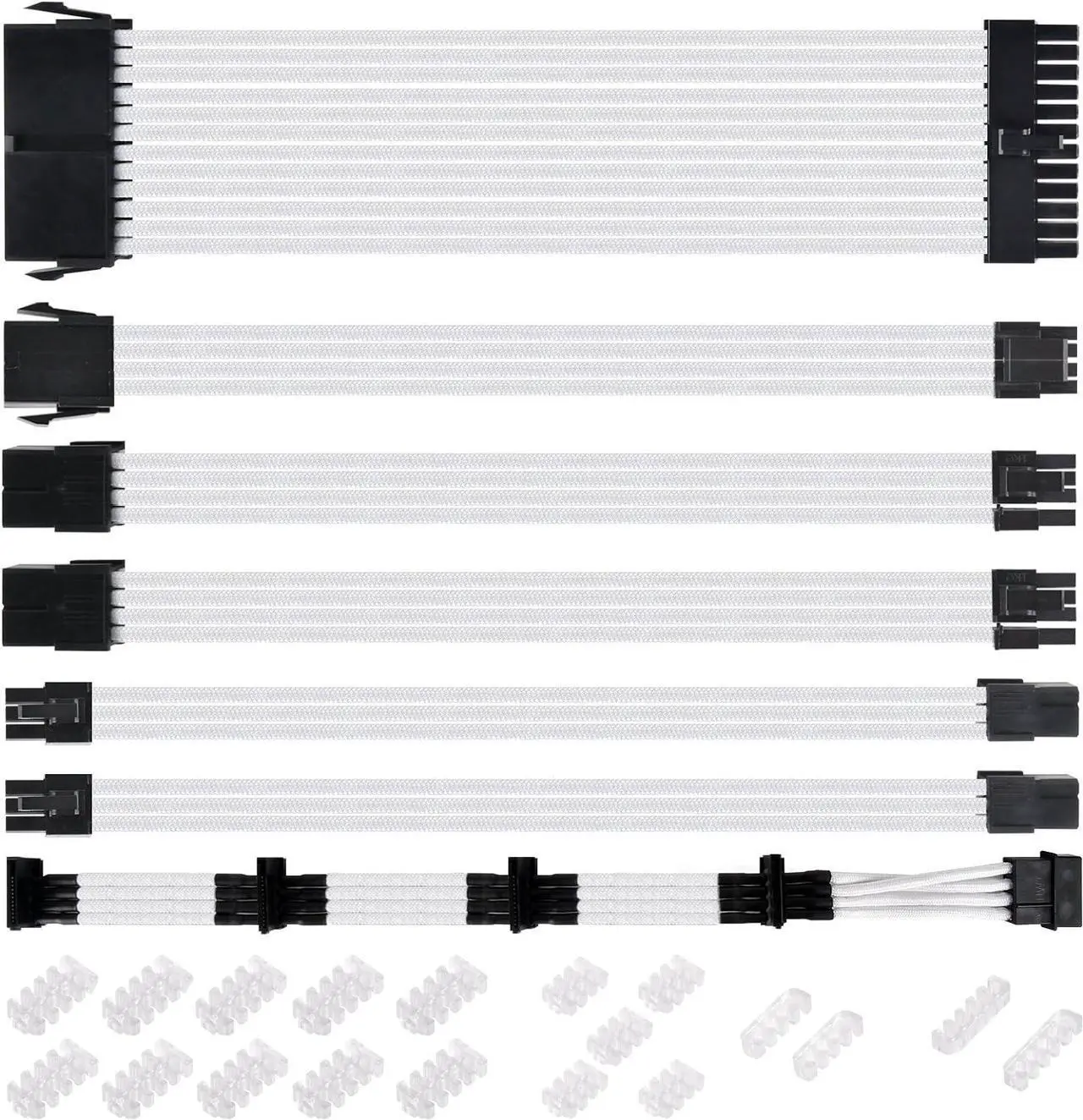 Main image of SilverStone Technology Universal Power Supply Extension Cable Set with Cable Combs White SST-PP07W