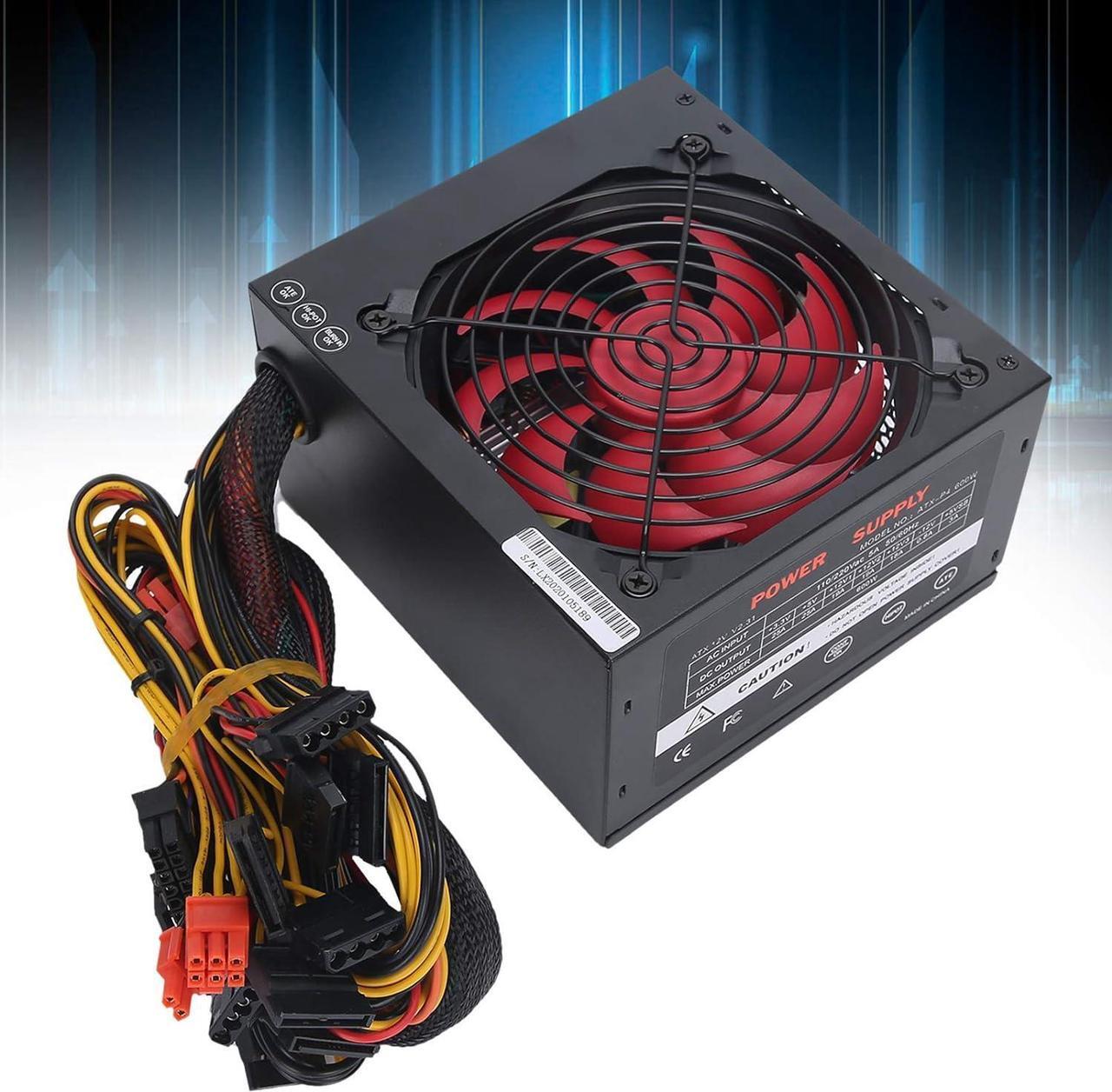Alt view image 6 of 7 - 600W Computer Power Supply, ATX 24PIN PC Power Supply 14cm Desktop Power Supply with Mute Fan Manual Adjustable 115/230V (US Plug)