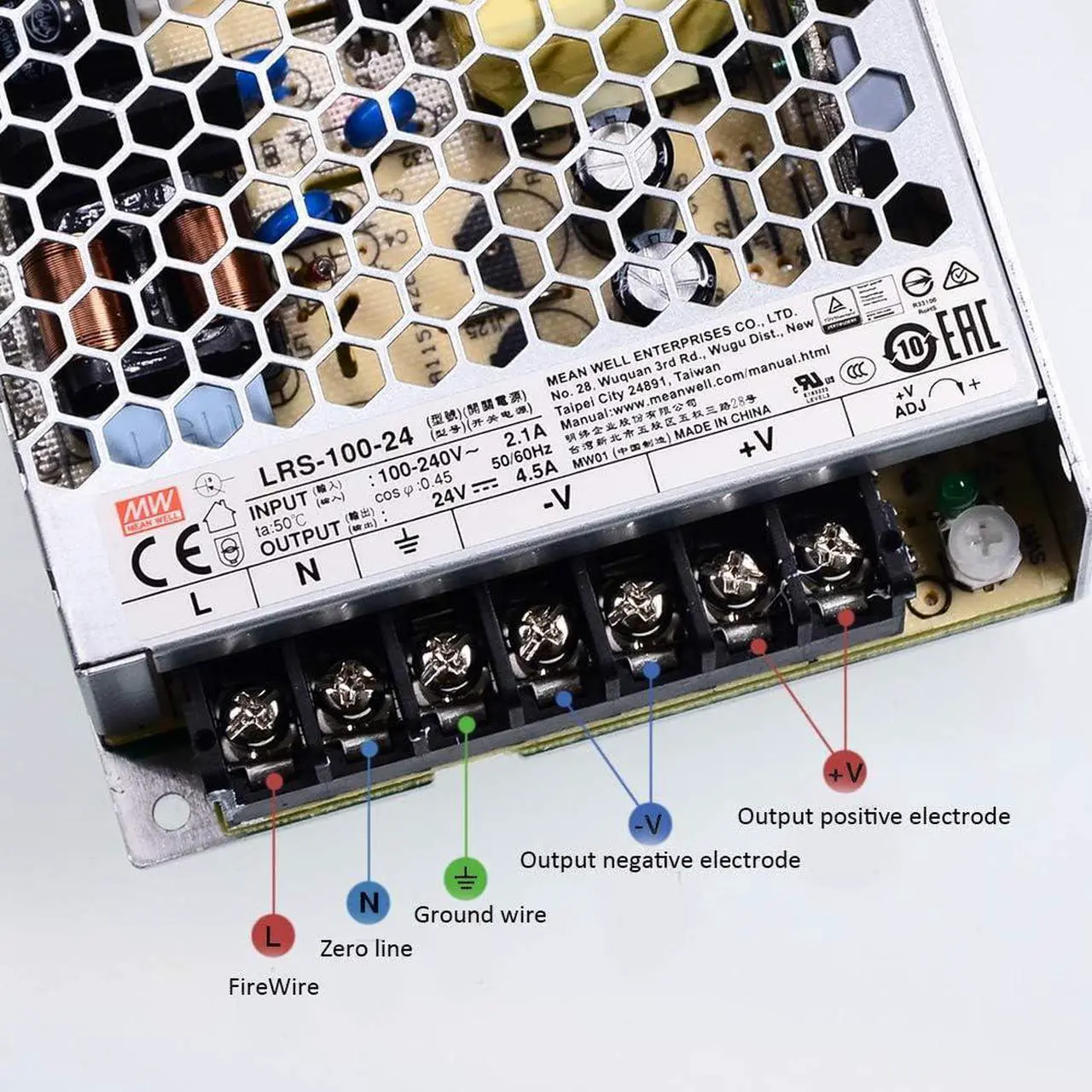 Alt view image 3 of 7 - Kulon Mean Well Original LRS-100-24 24V 4.5A meanwell LRS-100 24V 108W Single Output Switching Power Supply