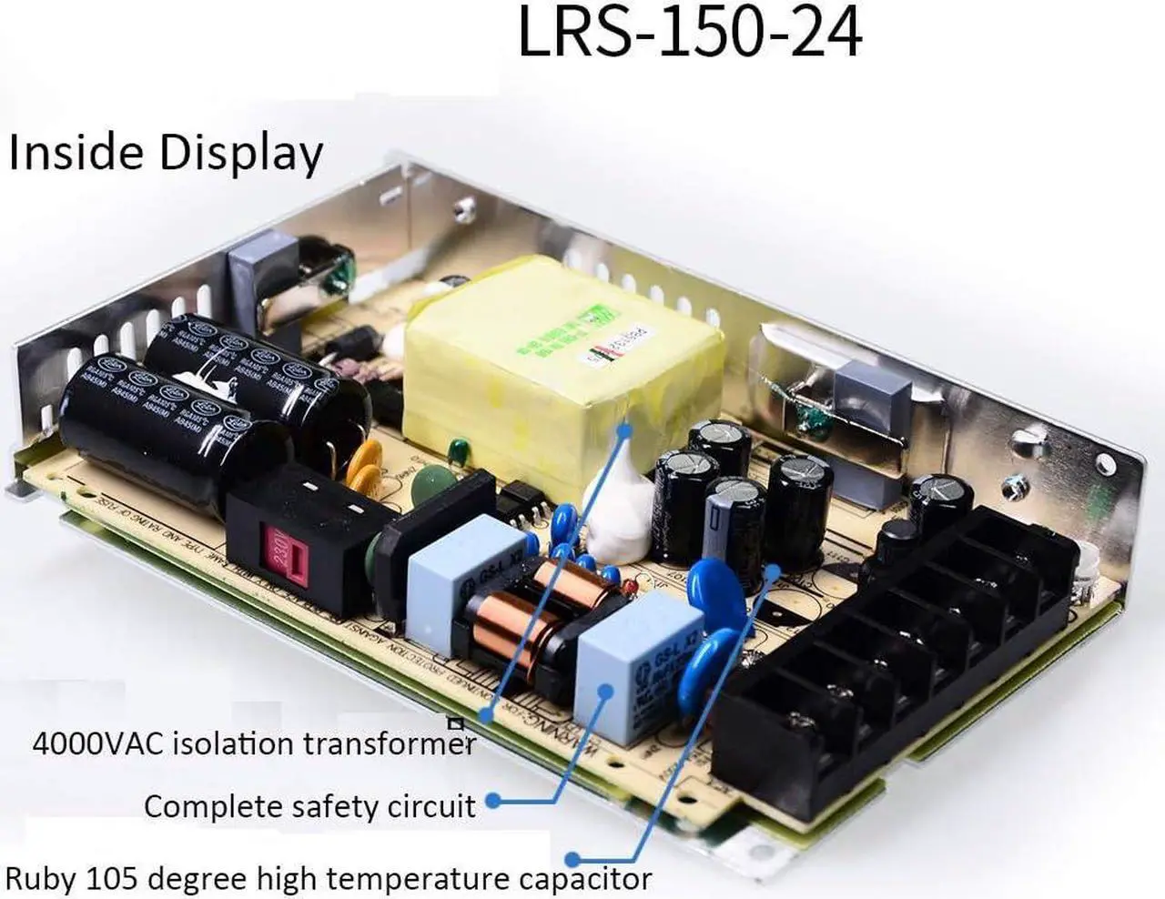 Alt view image 4 of 7 - Kulon Mean Well Original LRS-100-24 24V 4.5A meanwell LRS-100 24V 108W Single Output Switching Power Supply