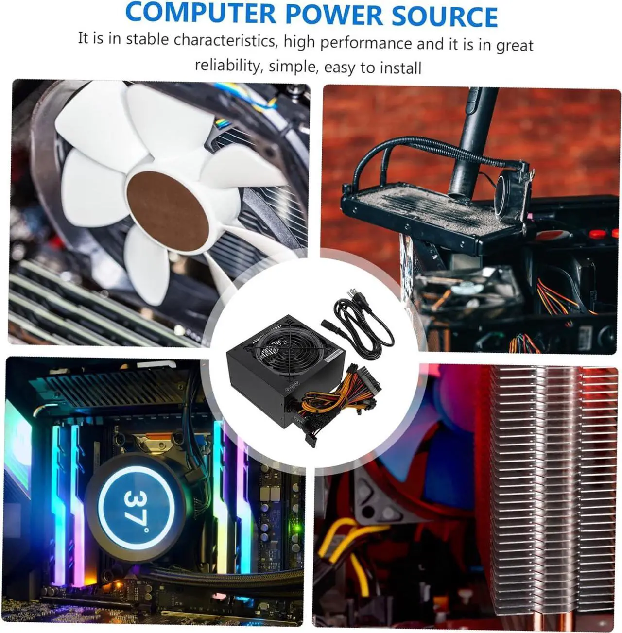 Alt view image 2 of 7 - Computadora Host Power PC PSU Desktop Computer Powersupply PC Power Adapter Computer Power Adapter Computer Power Supply RGB Power Supply Desktop Computer Power Supply Small Case
