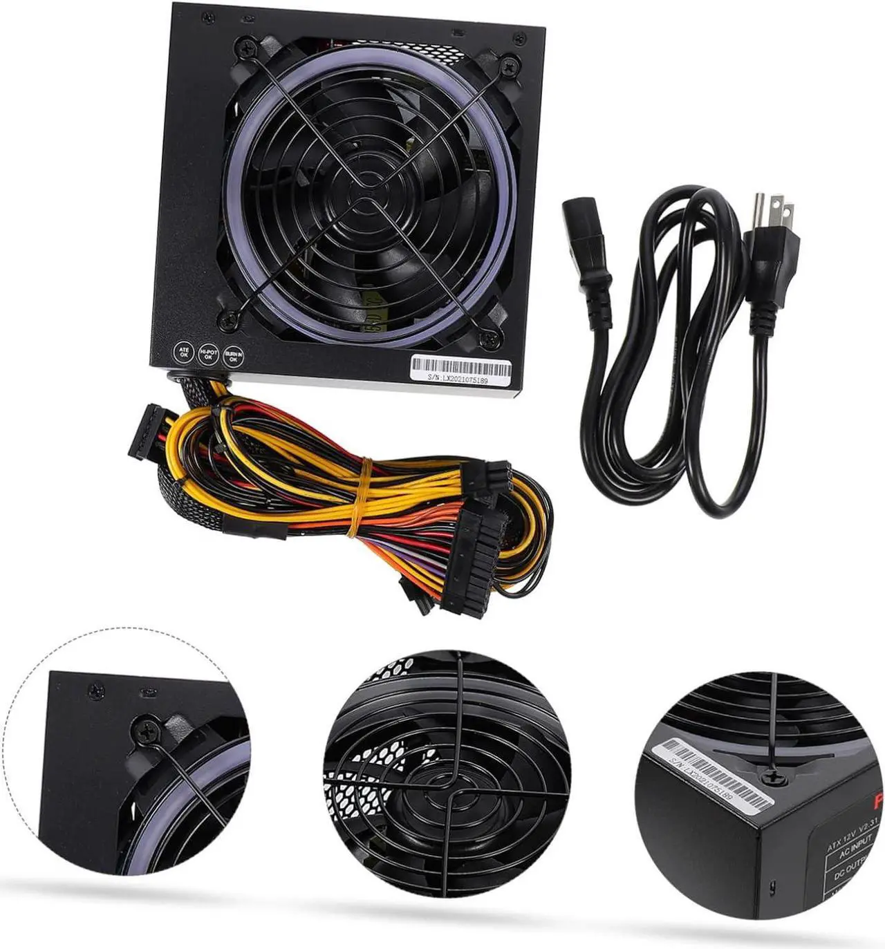 Alt view image 3 of 7 - Computadora Host Power PC PSU Desktop Computer Powersupply PC Power Adapter Computer Power Adapter Computer Power Supply RGB Power Supply Desktop Computer Power Supply Small Case
