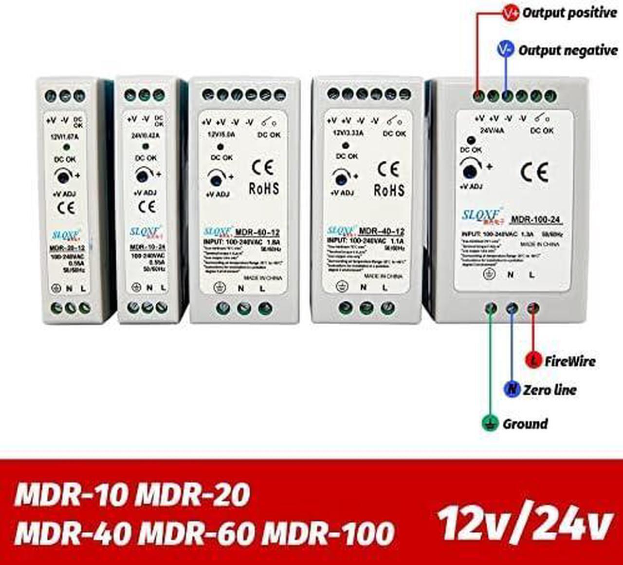 Alt view image 2 of 6 - Industrial Mini AC/DC Din Rail Power Supply Switch MDR-10W 20W 40W 60W 100W Single Output Switching 12V 24V Source (Input Voltage : 110/220V±15%, Output Voltage : 12V)