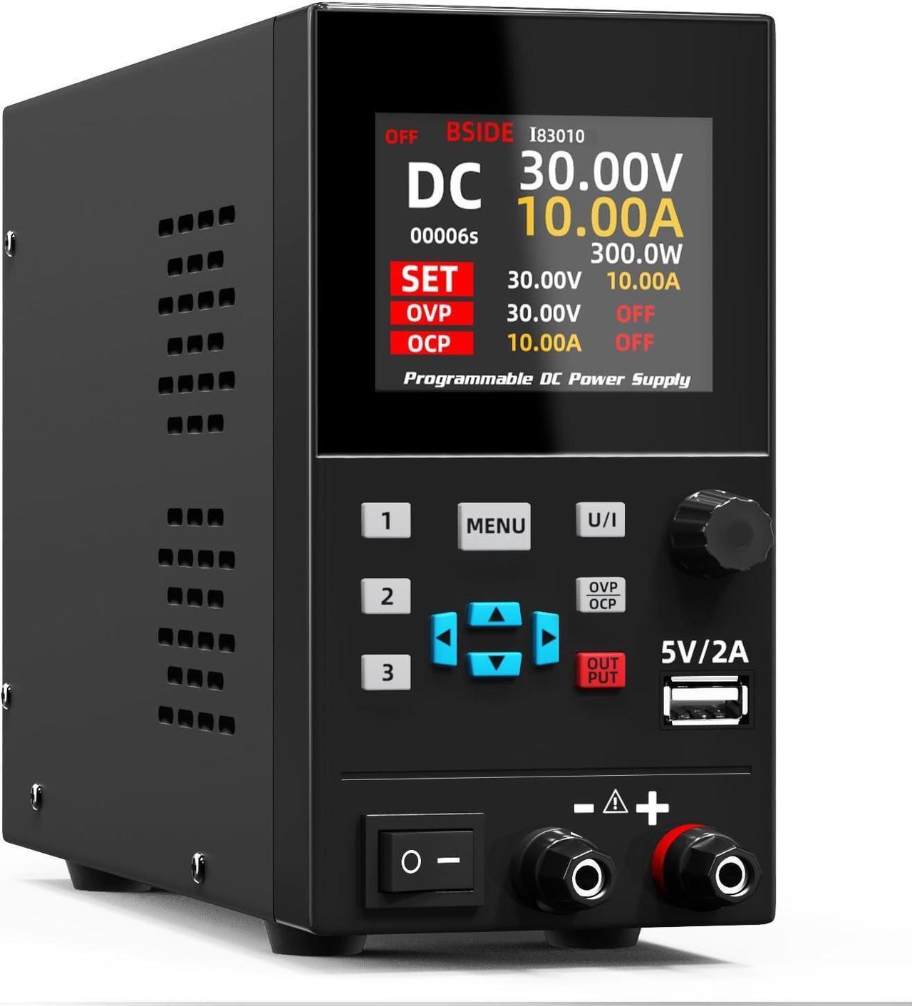 Main image of BSIDE DC Power Supply Programmable 30V 10A Adjustable Switching Regulated Lab Power Supply Small Variable Bench Power Supply with Encoder and USB DC Output Power Supply