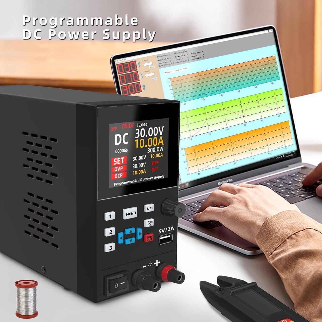 Alt view image 2 of 7 - BSIDE DC Power Supply Programmable 30V 10A Adjustable Switching Regulated Lab Power Supply Small Variable Bench Power Supply with Encoder and USB DC Output Power Supply