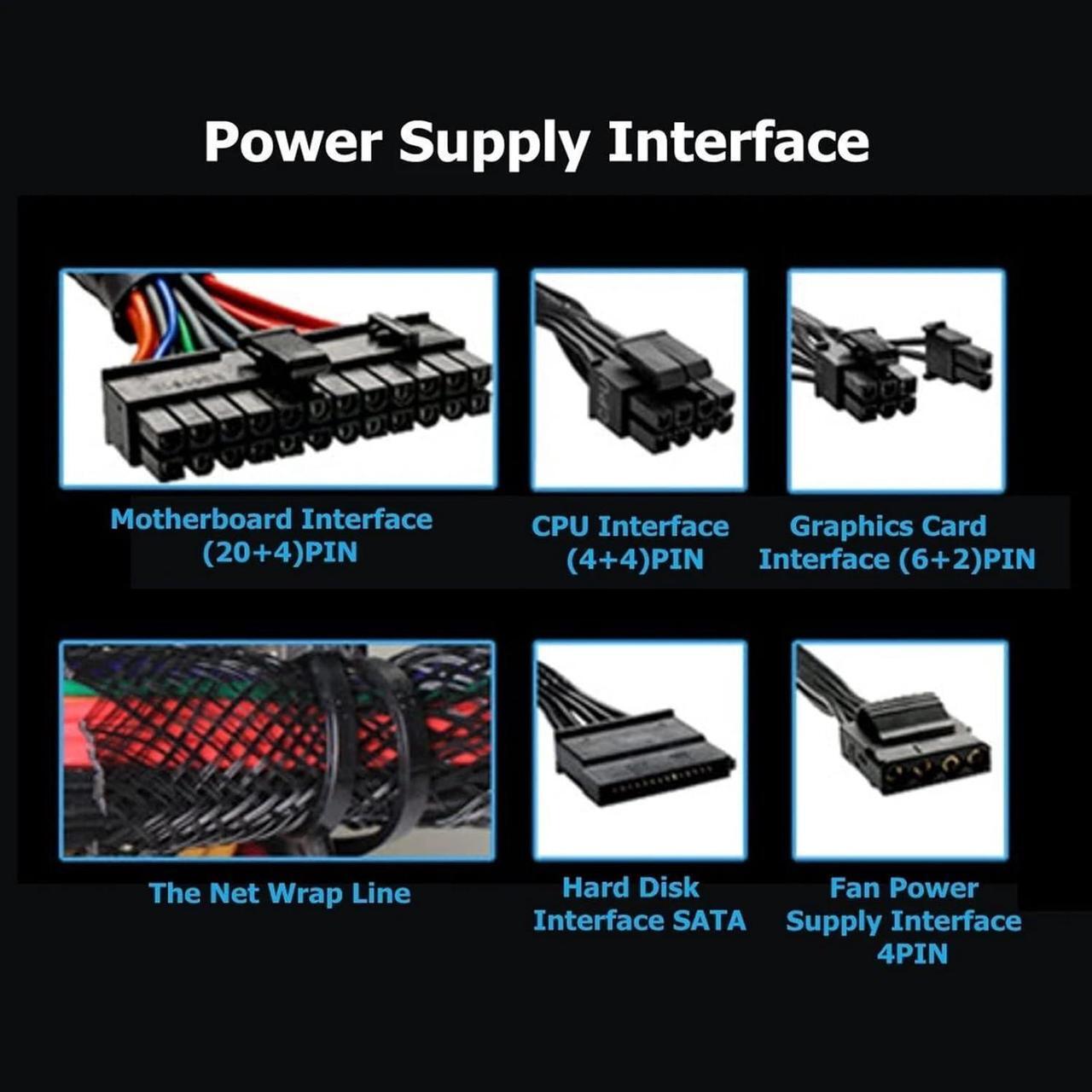 Alt view image 6 of 7 - 750W Module Power Supply 110-230V 14cm Fan 24 Pin PCI SATA 12V Computer Power Supply