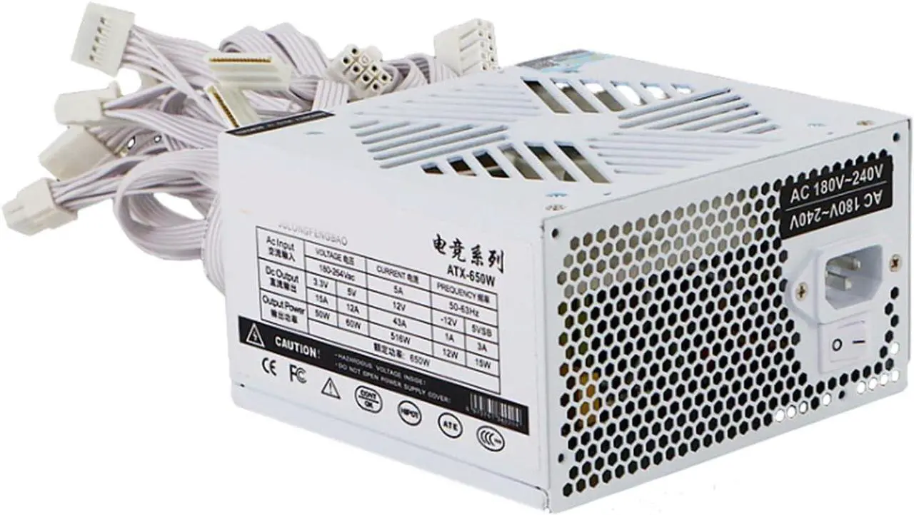 Alt view image 3 of 7 - PC 20+4Pin 12V 650W 180-240V Professional E-Sports Video Game Computer Chassis Power Supply 120mm Cooling Fan