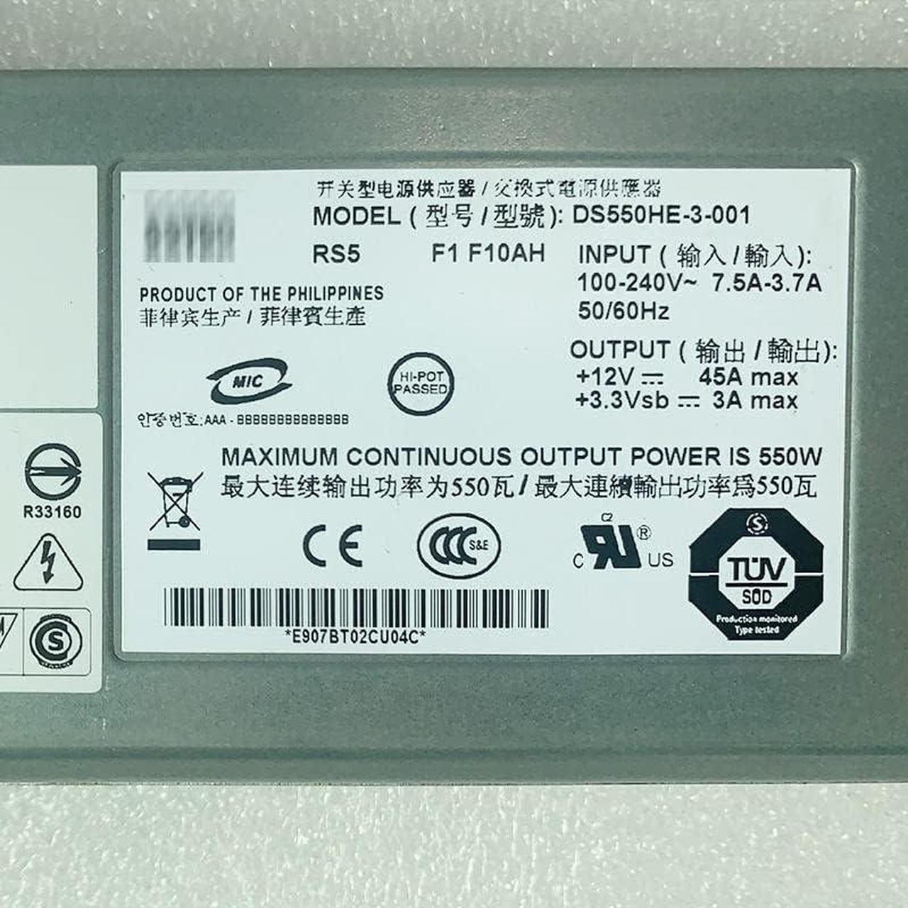 Alt view image 3 of 4 - for 300-1848-06 X445 X4100/X4200 M2 550W Power Supply DS550HE-3-001 Tested