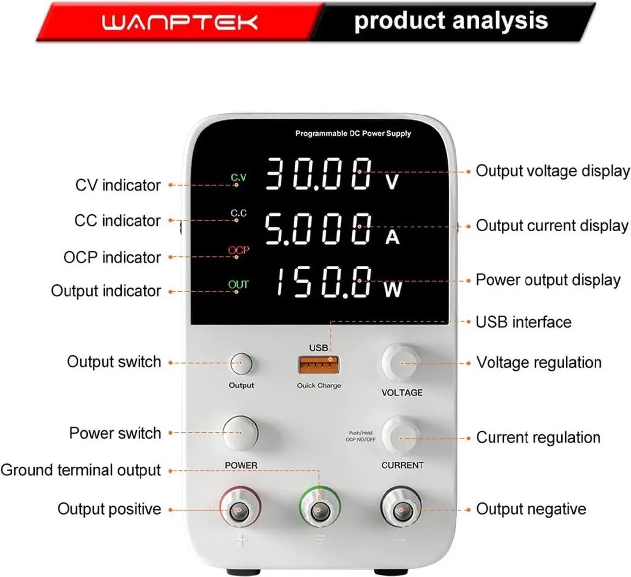 Alt view image 3 of 7 - dc Power Supply DC Power Supply 30V10A Laboratory Workbench LED Digital Adjustable Power Supply 60V5A Programmable Voltage Regulator (Color : WPS3010B)