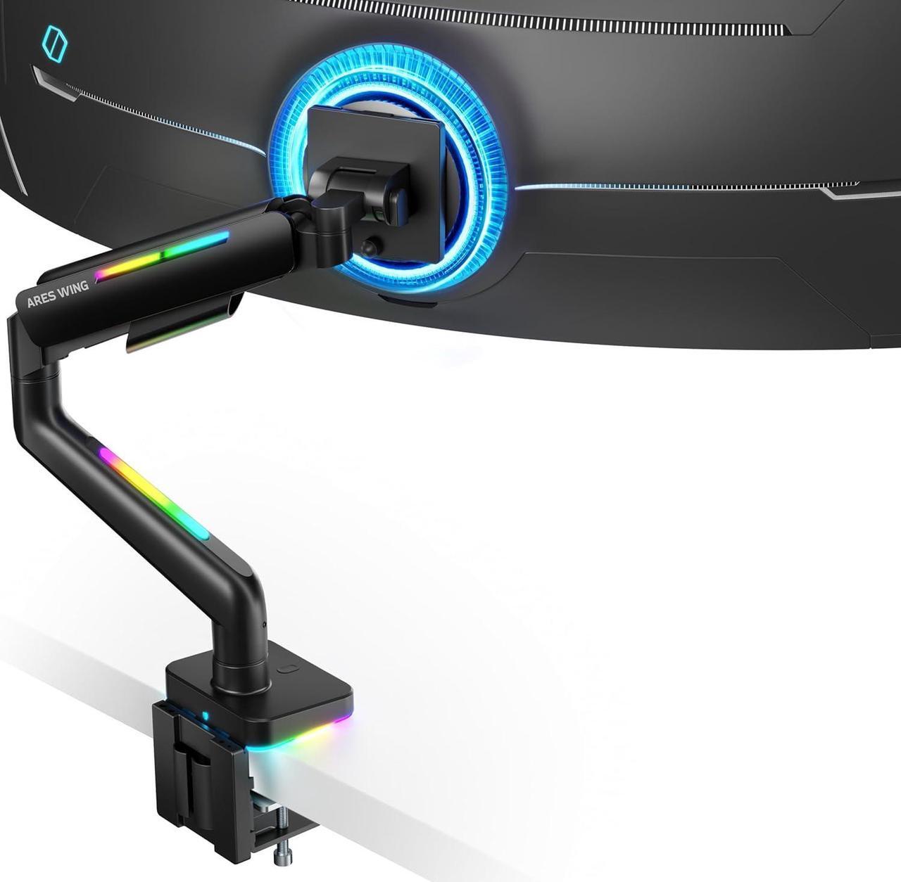 Main image of Heavy Duty Monitor Arm for 49'' & 44 Lbs Ultrawide Monitor, Compatible with Samsung Odyssey G9 and LG Monitor, RGB Monitor Desk Arm, Adjustable Gas Spring Single Monitor Mount, Black