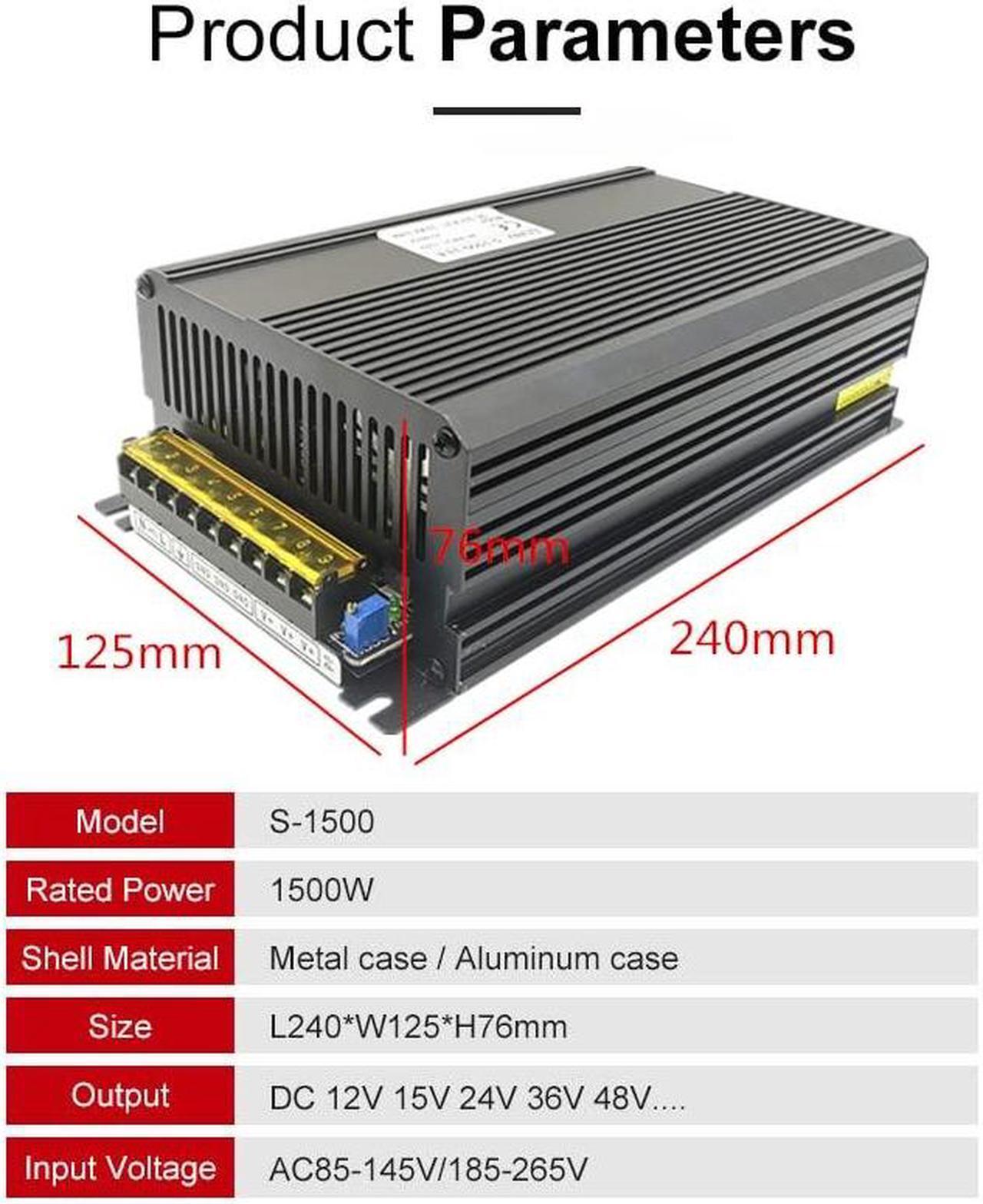 Alt view image 3 of 4 - Switching Power Supply 1500W Power Adapter Driver Transformer AC 220V/110V DC 110V 13A SMPS for CCTV Computer Project 3D Printer LED Strip Light Router