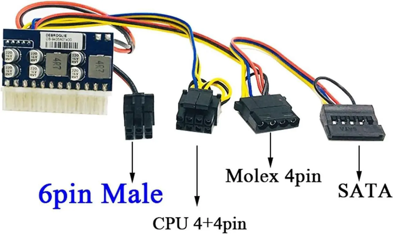 Alt view image 2 of 6 - ALHOX Quality DC-ATX-160W 12V 6pin Male Input DC-ATX Peak PSU Pico ATX Switch Mining PSU 24pin Mini ITX DC ATX PC Power Supply(6pin Male Input)