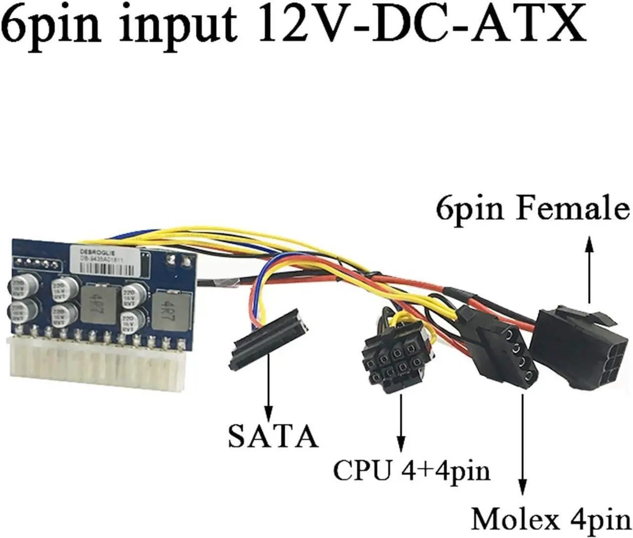 Alt view image 3 of 6 - ALHOX Quality DC-ATX-160W 12V 6pin Male Input DC-ATX Peak PSU Pico ATX Switch Mining PSU 24pin Mini ITX DC ATX PC Power Supply(6pin Male Input)