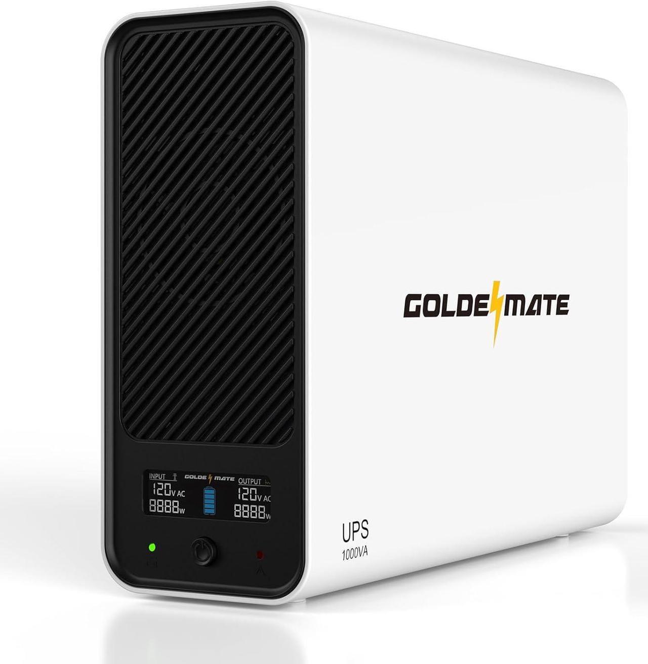 Main image of 1000VA/600W Lithium UPS Battery Backup and Surge Protector, Backup Battery Power Supply with LiFePO4 Battery, Sinewave UPS System, Battery of 10 Years Lifespan, 8-Outlets, LCD Display