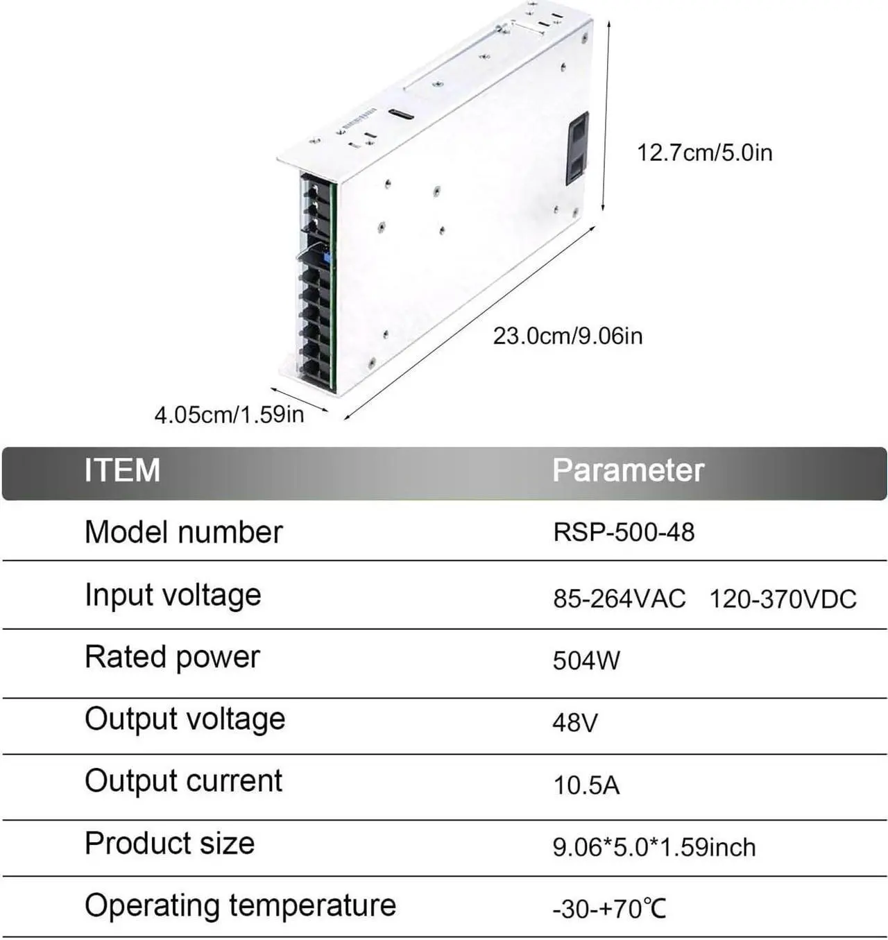 Alt view image 2 of 7 - RSP-500-48 500W Single Output PFC Function Power Supply 48V Constant Voltage with Built-in Cooling Fan for Industrial Automation, Telecommunications, and Battery Charging