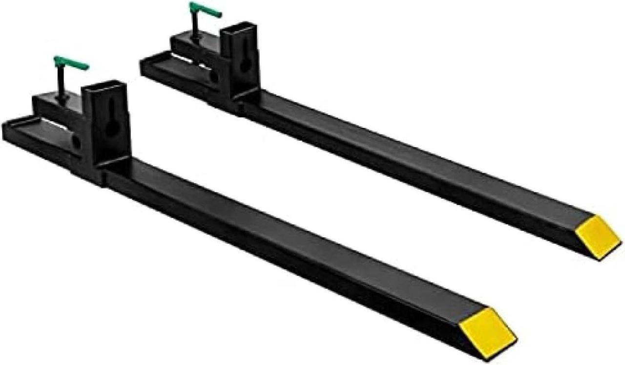 Main image of 43''-60" Clamp On Pallet Forks, 4000 LBS Max Tractor Bucket Forks with Adjustable Stabilizer Bar, Heavy Duty Pallet Forks for Tractor Attachments, Skid Steer, Loader Bucket