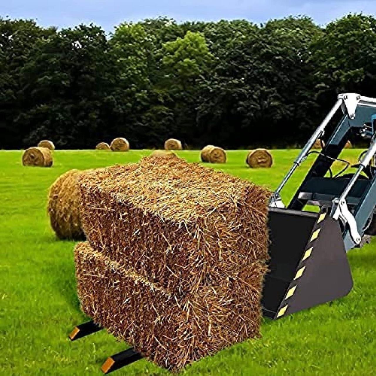 Alt view image 5 of 7 - 43''-60" Clamp On Pallet Forks, 4000 LBS Max Tractor Bucket Forks with Adjustable Stabilizer Bar, Heavy Duty Pallet Forks for Tractor Attachments, Skid Steer, Loader Bucket