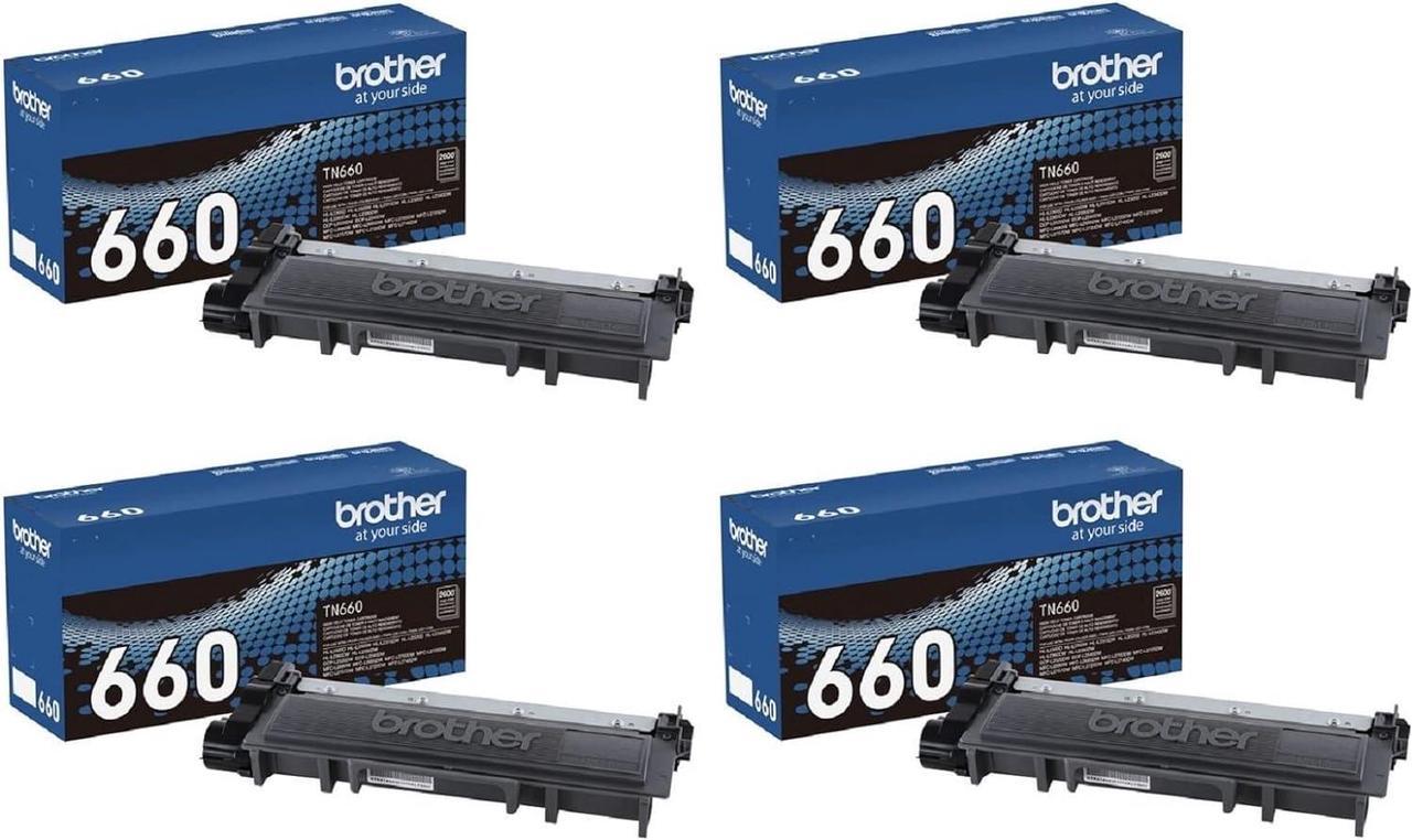 Brother TN660 High Yield Black Toner Cartridge, 4-Pack