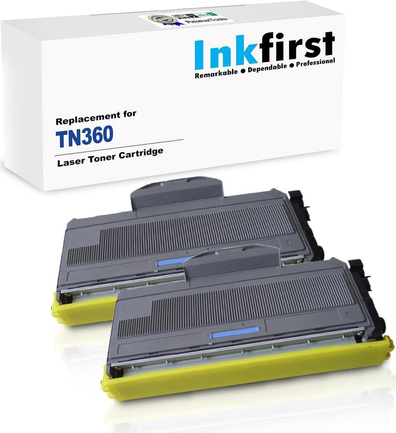 2 High Yield Inkfirst Toner Cartridge TN-360 (TN360) Compatible Remanufactured for Brother TN-360 Black MFC-7340 MFC-7345N MFC-7440N MFC-7840W HL-2140 HL-2170W DCP-7030 DCP-7040