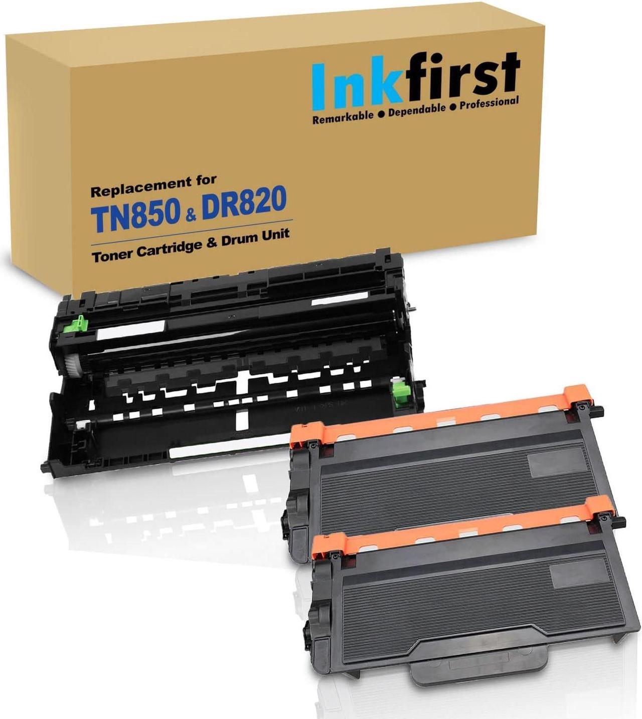 3PK-2 High Yield Toner Cartridges + 1 Drum Unit TN850 DR820 Inkfirst® Compatible Remanufactured for Brother TN-850 DR-820 (2 Toner + 1 Drum) DCP-L5500DN DCP-L5600DN DCP-L5650DN HL-L5000D HL-L5200DW