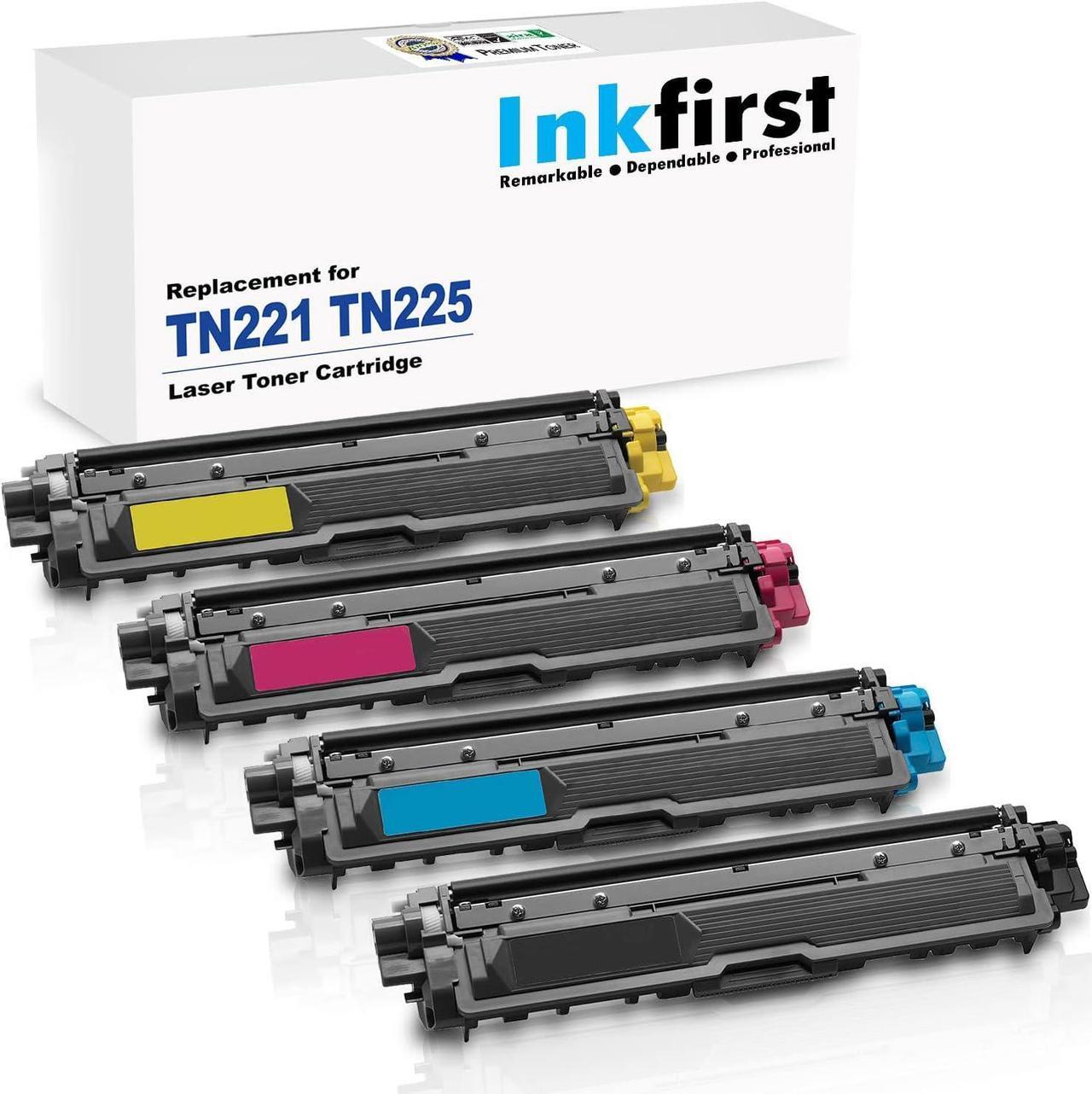 1 Set of 4 Inkfirst® Toner Cartridges Compatible Remanufactured for Brother TN221 TN225 TN-221 TN-225 Black, Cyan, Magenta, Yellow MFC-9130CW MFC-9330CDW MFC-9340CDW HL-3170CDW HL-3170CW HL-3140CW