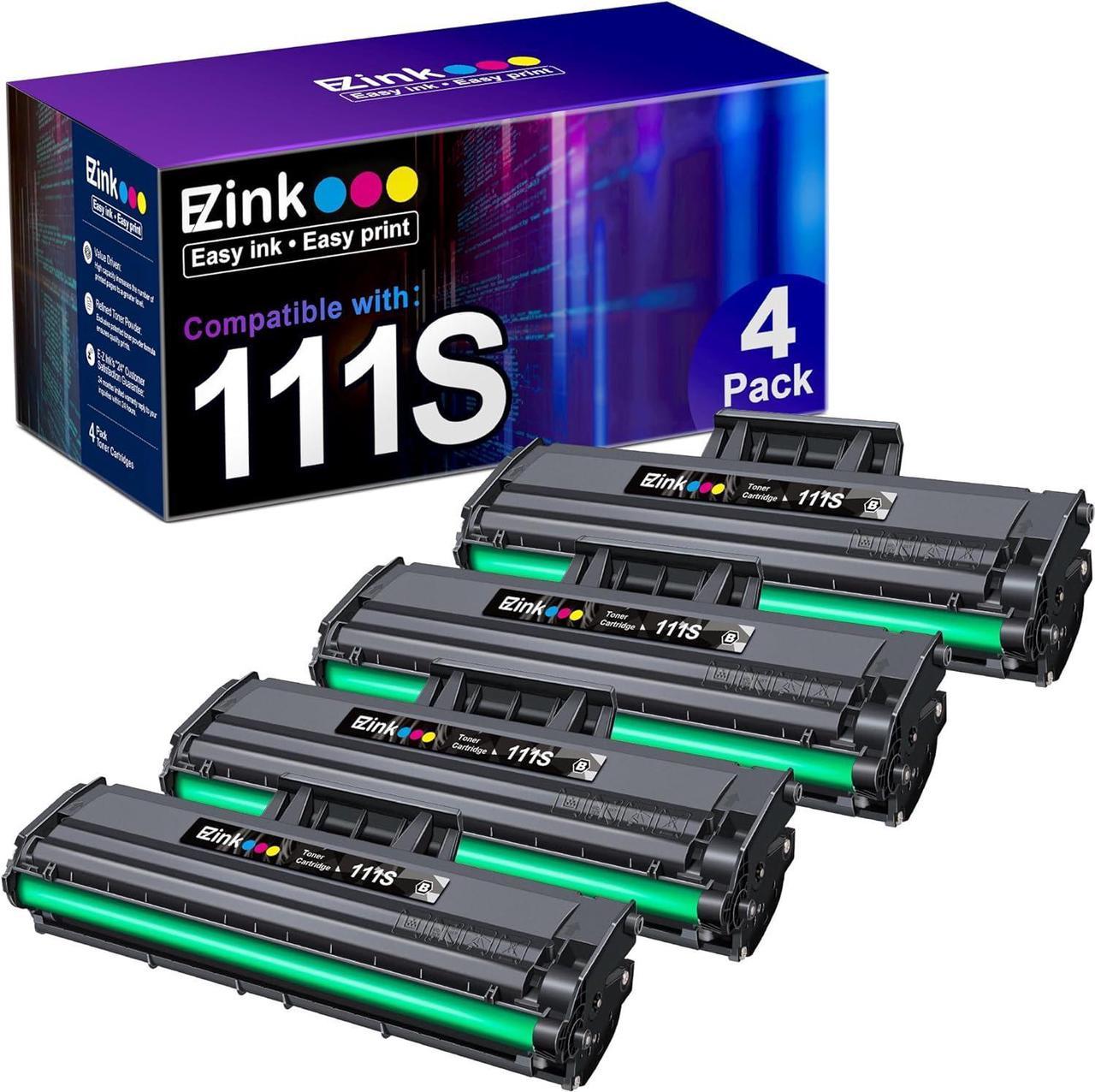 E-Z Ink (TM) Compatible Toner Cartridge Replacement for Samsung 111S MLT-D111S (4 Black Toners) Compatible with Xpress M2020W Xpress 2070FW Printer