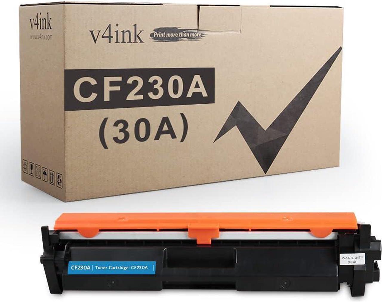 with IC Chip V4INK Compatible Replacement for HP 30A CF230A Toner Cartridge for use in HP Laserjet Pro MFP M227fdw m277fdn, HP Laserjet Pro M203dw m203dn, 1 Pack