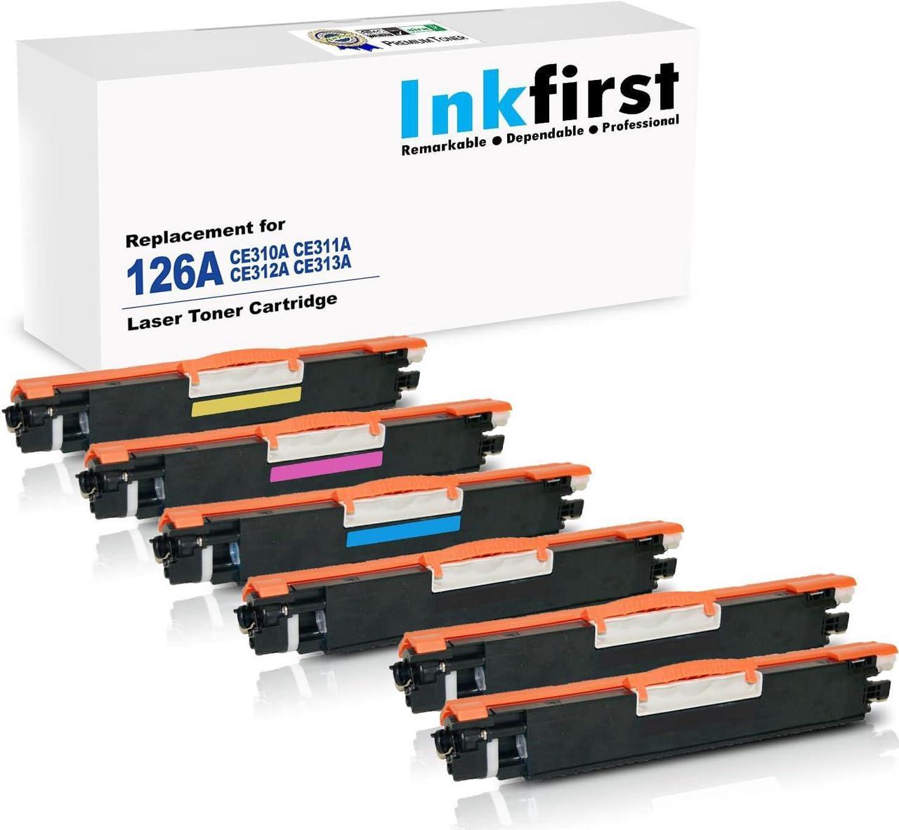 6 Inkfirst Compatible Toner Cartridges Replacement for HP CE310A CE311A CE312A CE313A 126A (1 Set + 2 Black) Color Laserjet Pro M175nw CP1025nw TopShot M275 MFP Black Cyan Magenta Yellow