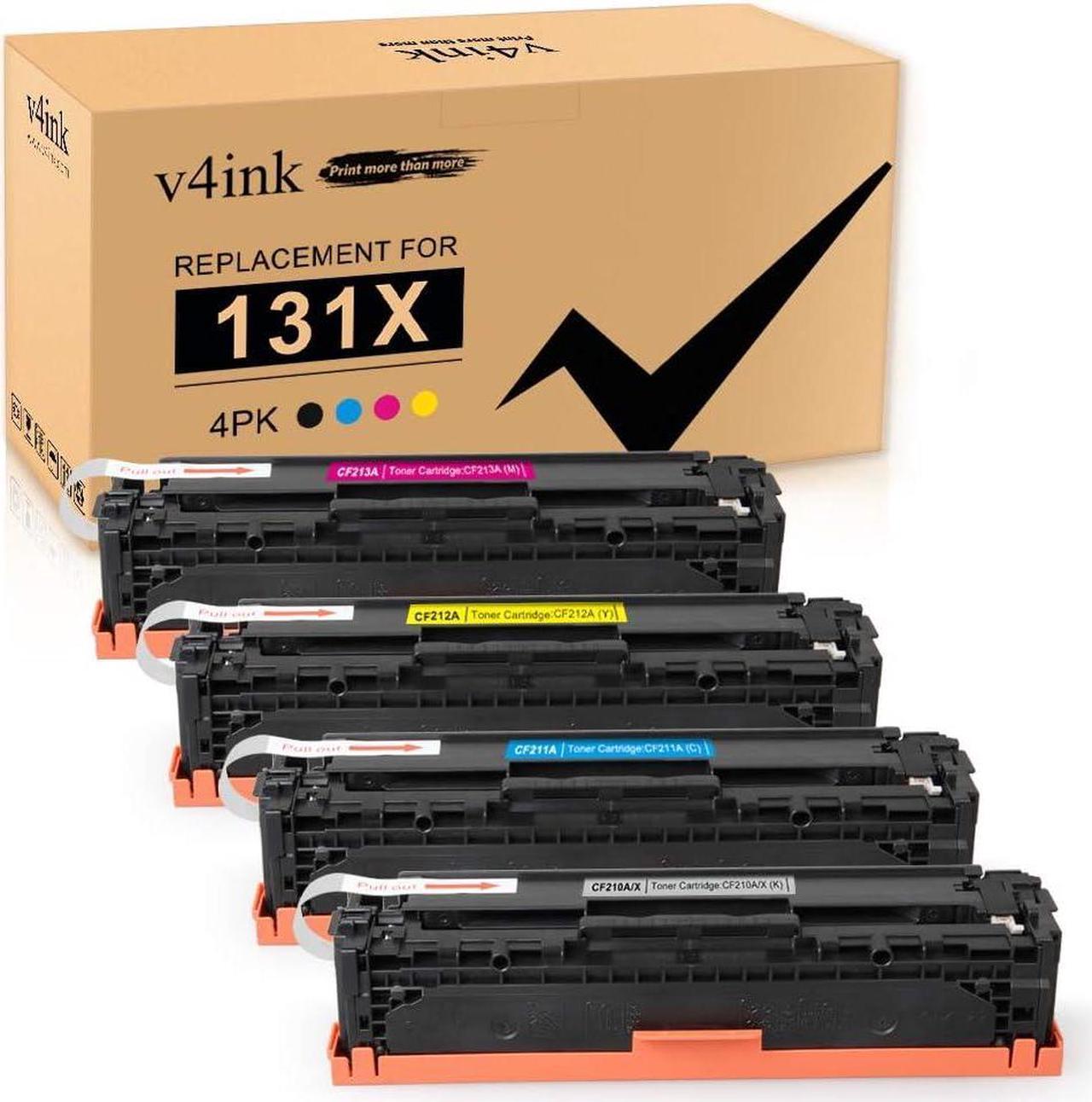 v4ink Remanufactured Toner Cartridge Replacement for HP CF210A CF210X 131X 131A Canon 131 for use with HP Laserjet Pro 200 Color M251nw, M251n, MFP M276nw, M276n, 4 Pack