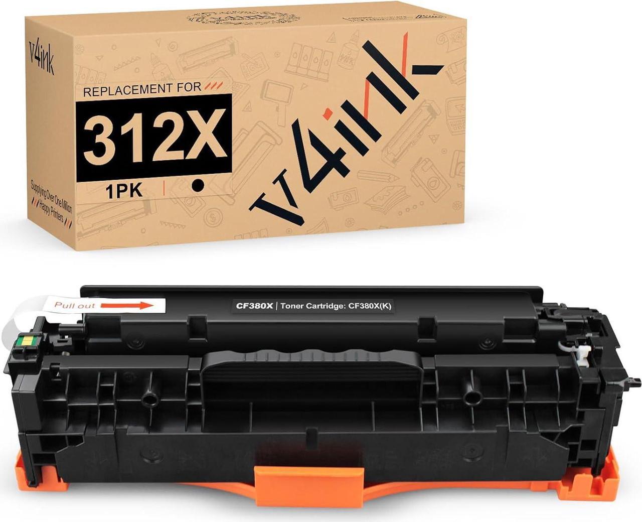 v4ink Remanufactured Toner Cartridge Replacement for HP 312X 312A CF380A CF380X Toner Cartridge Ink for use with HP Pro MFP M476nw M476dn M476dw M476 Printer  1PK High Yield Black