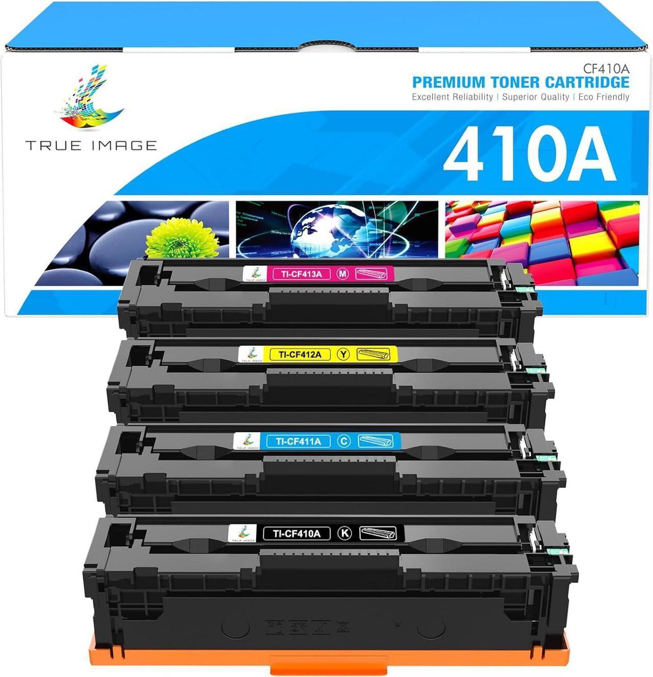 True Image 4 Packs Compatible for HP 410A CF410A 410X CF410X Toner for HP Color Laserjet Pro MFP M477fdw M477fnw M477fdn M477, M452dw M452nw M452dn M452 M377dw Printer Ink CF410A CF411A CF412A CF413A