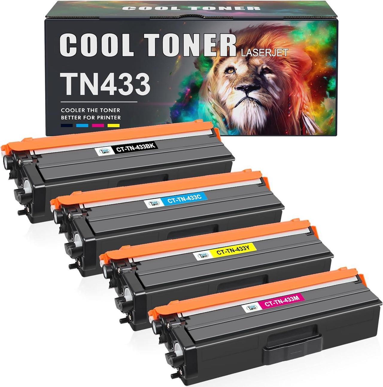 Cool Toner Compatible Toner Cartridge Replacement for Brother TN433 TN-433 MFC-L8900Cdw TN431 for Brother HL-L8360Cdw HL-L8260Cdw MFC-L8610Cdw HL-L8360Cdwt Printer (Black Cyan Magenta Yellow, 4 Pack)