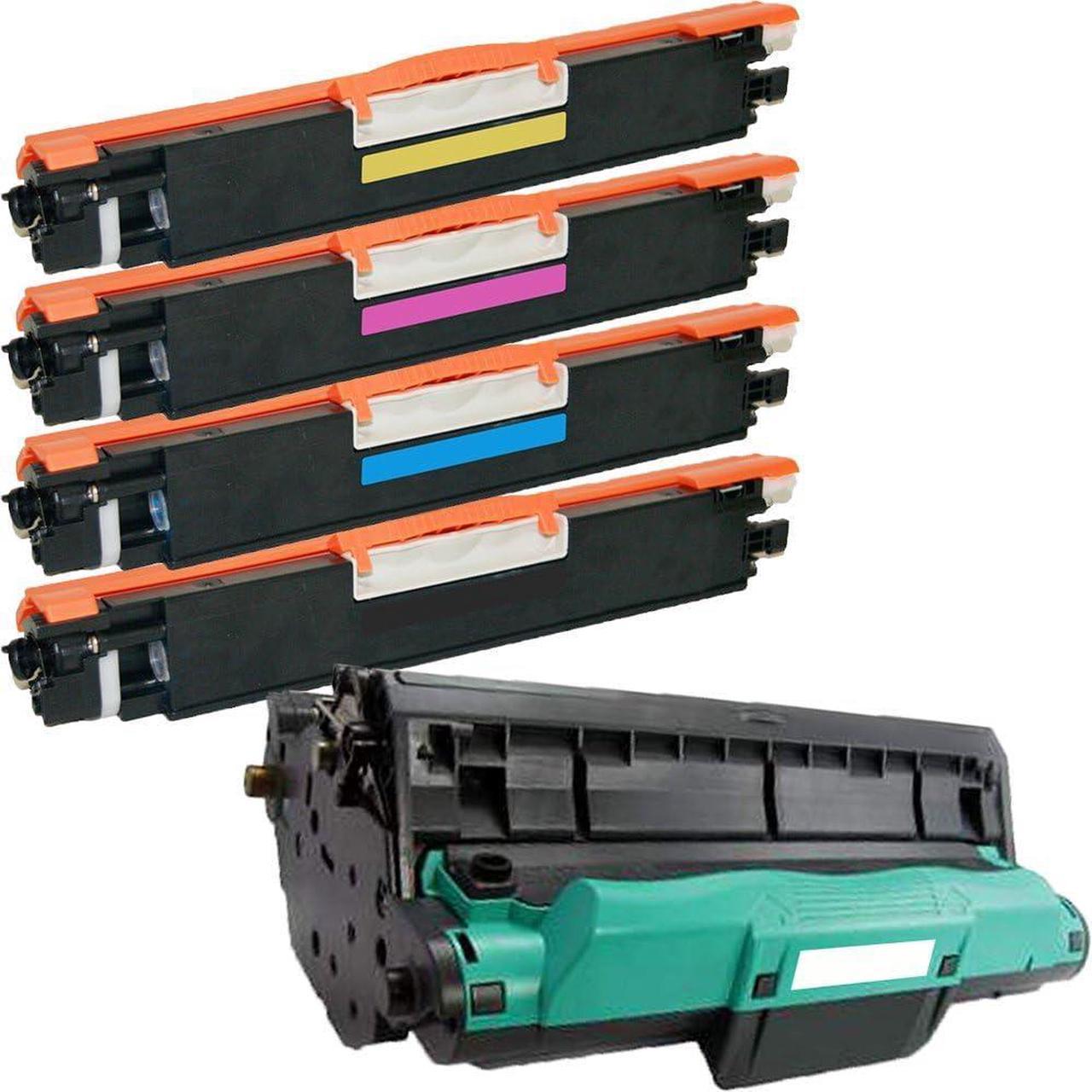 5 Inkfirst Compatible Toner Cartridges & Drum Replacement for HP CE310A CE311A CE312A CE313A CE314A 126A (1 Set + 1Drum) Color Laserjet Pro CP1025nw M175nw TopShot M275 MFP Black Cyan Magenta Yellow