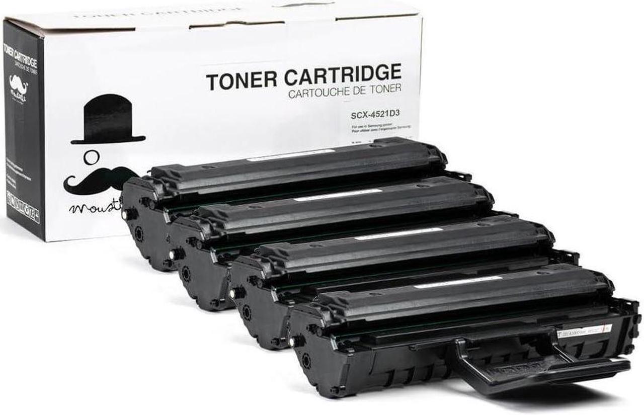 4 Pack Moustache Toner Cartridge Compatible for Samsung SCX-4521D3 (SCX4521D3) MLT-D119S (MLTD119S) Black BK for Samsung SCX-4321 SCX-4521F SCX-4521FG SCX-4521 SCX-4521FR ML-2010 ML-2510 ML-2570