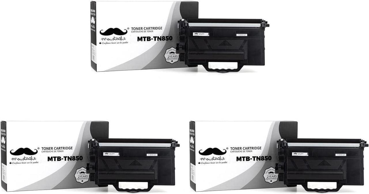 3 Pack Moustache TN850 Toner Cartridge Compatible Brother TN850 TN-850 TN820 Black Replacement for HLL6200DW HLL6200DWT HLL6250DW HLL6300DW HLL6400DW HLL6400DWT MFCL6900DW 8,000 Pages High Yield