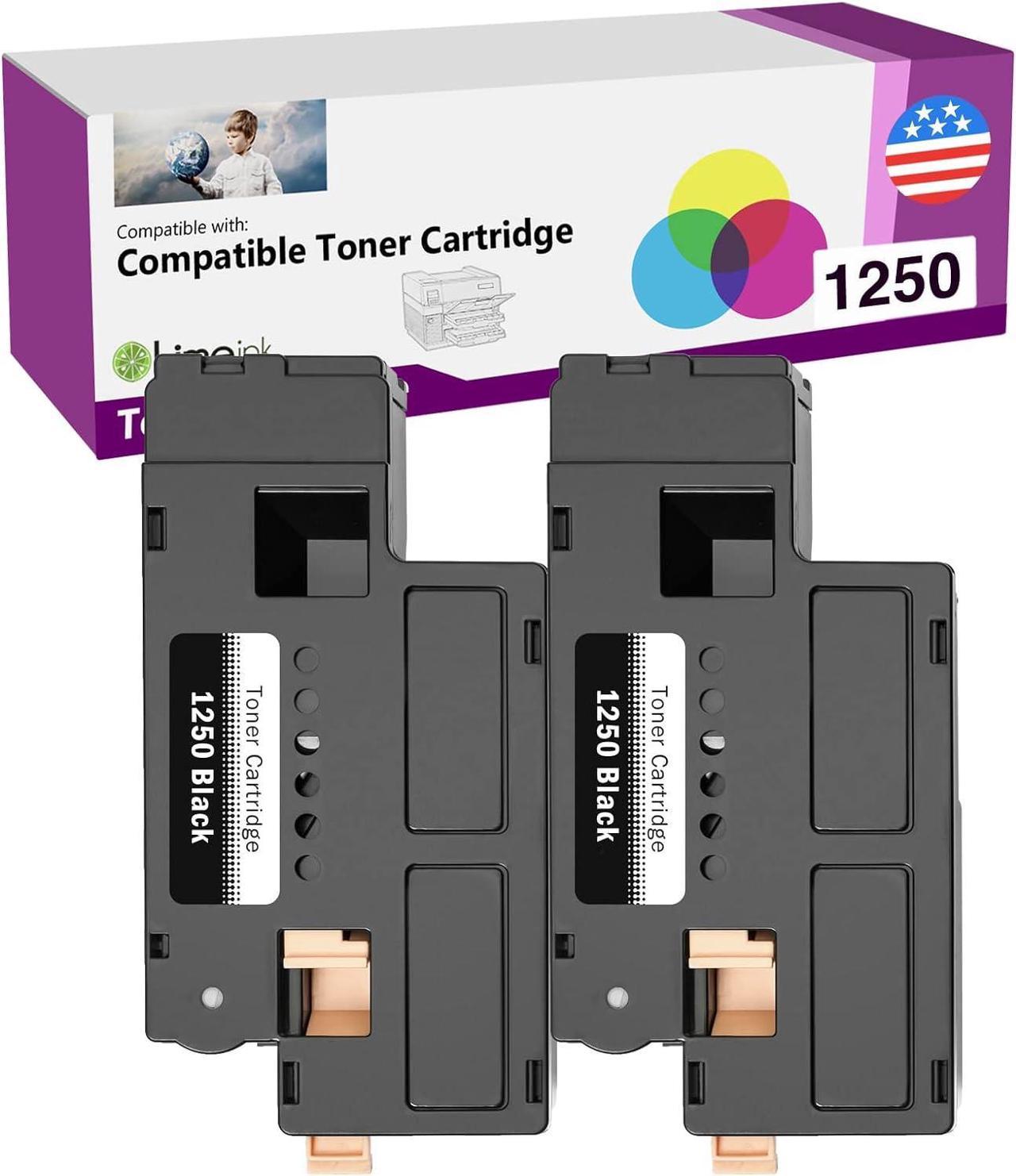 Limeink 2 Black Compatible High Yield Toner Cartridges Replacement for Dell 1250 Laser Printers 1250c 1350cnw 1355cn 1355w 1355cnw C1760nw C1765nf C1765nfw C1760