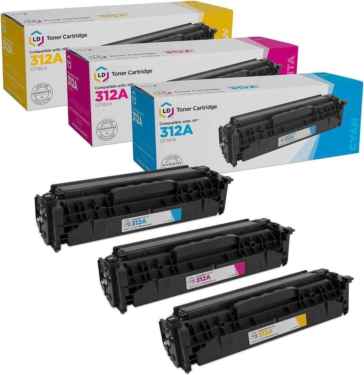 LD Compatible Toner Cartridge Replacements for HP 312A (Cyan, Magenta, Yellow, 3-Pack)