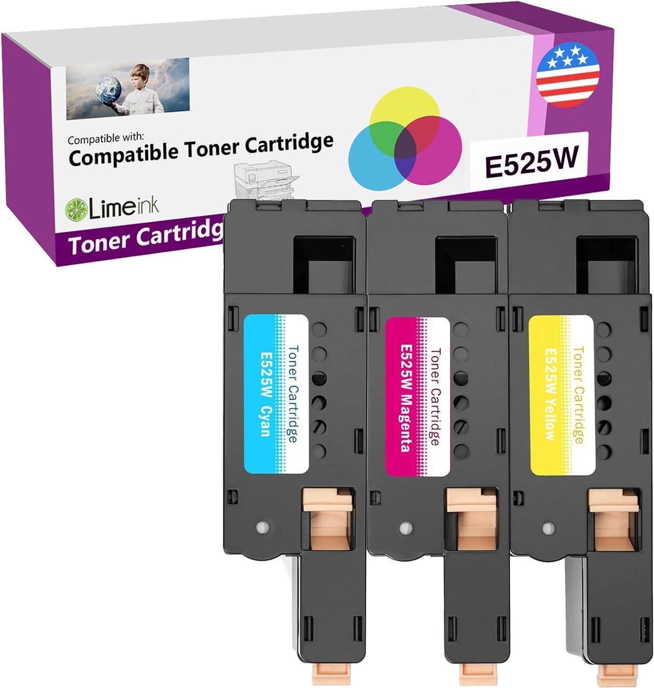 Limeink 3 Pack Compatible High Yield Laser Toner Cartridges Replacement for Dell E525W 525W E525 525 H3M8P DPV4T (1 Cyan, 1 Magenta, 1 Yellow) Compatible with Dell E525W E525DW Color Laser Printer Ink