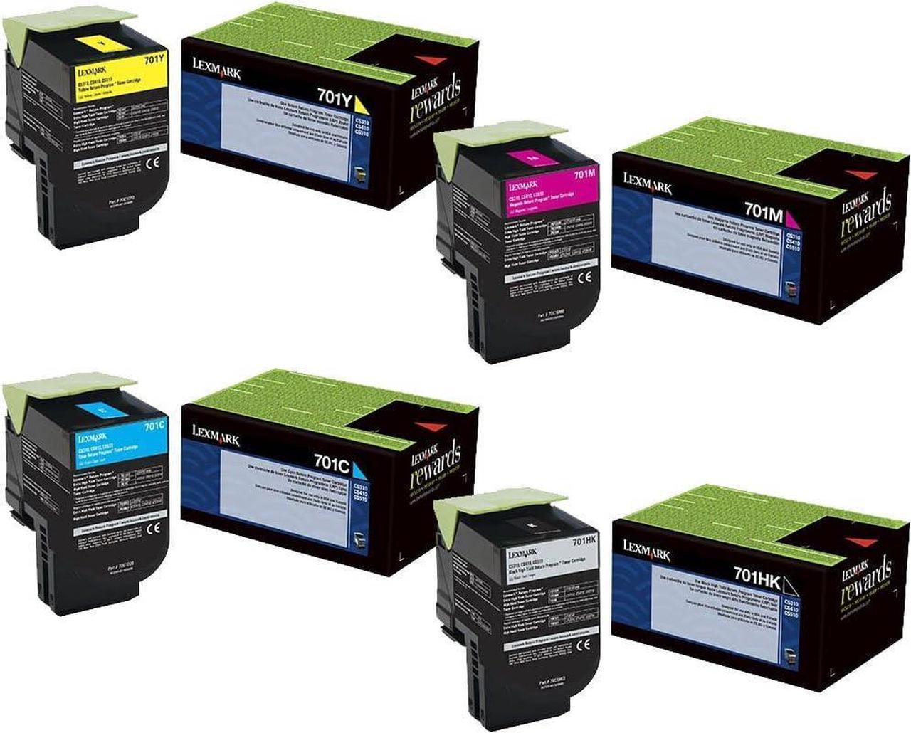 Lexmark 70C1HK0 High Yield Black with 70C10C0, 70C10M0, 70C10Y0 Standard Yield Color Toner Cartridge Set - Lexmark CS410dn